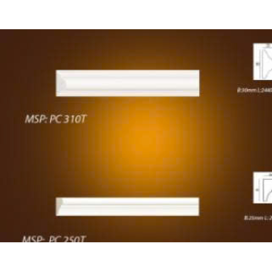 Mẫu Phào Chỉ PS Trắng trơn PC 250T vs PC 310T